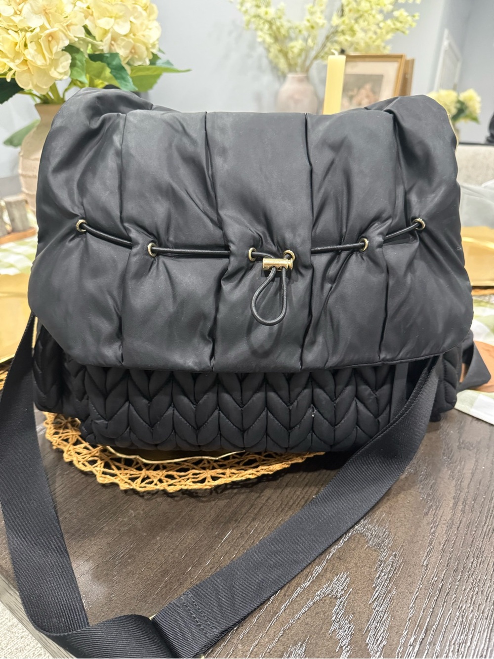 Happ Black Quilted Diaper Bag